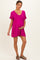 Magenta V-Neck Basic Maternity Dress