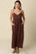 Brown Linen Blend Sleeveless Maxi Dress