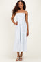 Blue Striped Empire Waist Tiered Midi Dress