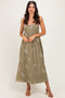 Olive Floral Pleated Maternity Midi Dress