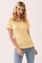 Banana Ruffle Trim Pointelle Knit Henley Top