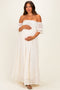 Ivory Lace Off Shoulder Maternity Maxi Dress