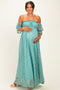 Mint Lace Off Shoulder Maternity Maxi Dress