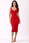 Red Notch Neckline Tank Dress