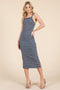 Heather Grey Navy Striped Crisscross Back Dress