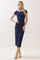 Navy Colorblock Trim Midi Dress