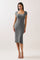 Light Charcoal Square Neck Side Slit Midi Dress