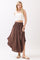 Chocolate Smocked Waist Rounded Hem Skirt