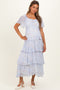 Periwinkle Floral Flounce Tiered Maternity Maxi Dress