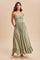 Light Olive Lace Ribbon Detail Maxi Dress