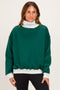 Green Colorblock Cowl Neck Sweatshirt