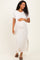 Oatmeal/ Ivory Striped Short Sleeve Maternity Midi Dress