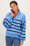 Blue Striped Snap Button Pullover
