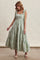 Sage Striped Shoulder Tie Tiered Maxi Dress