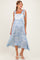 Blue Ivory Floral Tie Shoulder Woven Maternity Midi Dress