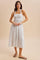 Off White Striped Smocked Halter Midi Dress