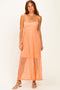 Peach Sleeveless Lace Maxi Dress