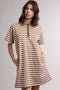 Chestnut Striped Polo T-Shirt Mini Dress