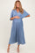 Deep Blue Pleated Satin Dolman Sleeve Maternity Maxi Dress