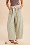 Light Sage Gingham Barrel Leg Pants