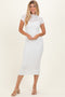 White Sheer Lace Overlay Short Sleeve Midi Dress