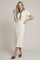 Off White Denim Contrast Collar Knit Midi Dress