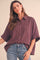 Merlot Oversized Check Plaid Button Down Shirt