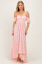 Light Pink Lace Off Shoulder Maxi Dress