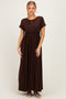 Brown Ruffle Trim Maxi Dress
