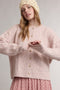 Mauve Pink Pointelle Knit Button Cardigan