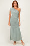 Sage One Shoulder Ruched Maxi Dress