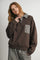 Brown Checker Plaid Collared Sweatshirt
