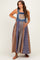 Washed Denim Mixed Plaid Maternity Overall Dress