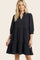 Black Ruffle Split Neck Tiered Dress
