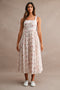 Rose Floral Sleeveless Square Neck Midi Dress
