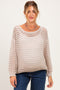 Stone Open Knit Striped Maternity Sweater Top