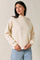 Cream Mock Neck Drop Shoulder Sweatshirt