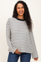 White Striped Knit Maternity Long Sleeve Top