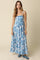Blue Floral Damask Maxi Dress