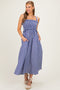 Navy Sleeveless Smocked Striped Maxi Dress