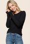 Black Fitted Ribbed Long Sleeve