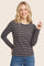 Navy Double Striped Long Sleeve Top