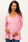 Mauve Scoop Neck Button Front Long Sleeve Babydoll Maternity Top