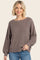 Mocha Balloon Sleeve Boat Neck Sweater