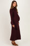 Burgundy Ribbed Knit Scarf Maternity Midi Dress