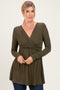 PinkBlush Olive Long Sleeve Draped Front Nursing Top