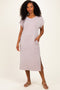 Beige Short Sleeve Ribbed Maxi Dress