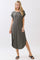 Gun Metal Rounded Hem Midi Dress