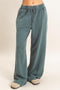 Forest Green Mineral Washed Wide Leg Pants