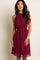 Burgundy Chiffon High Neck Dress